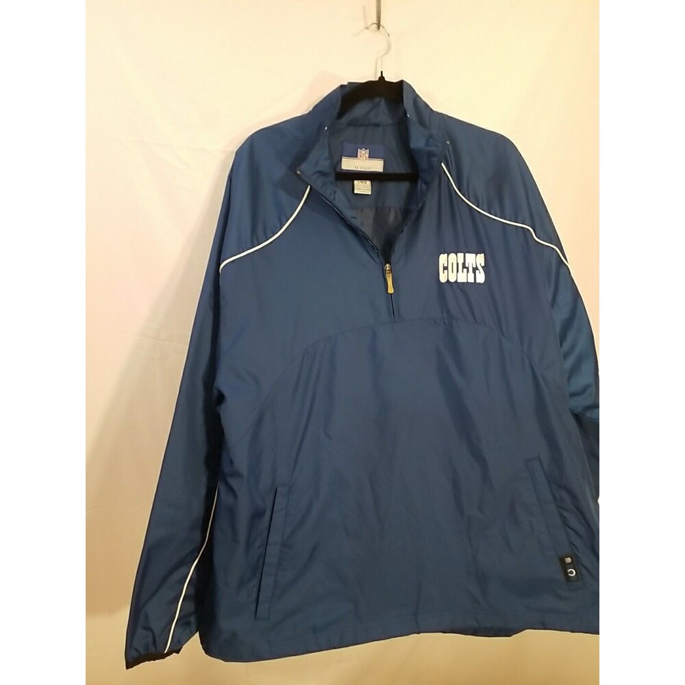 Men's NFL Colts 1/4 Zip Pullover Starter Jacket In Blue/White Sz Lrg